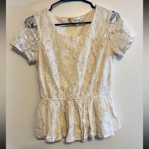 Off-white frilly lace top